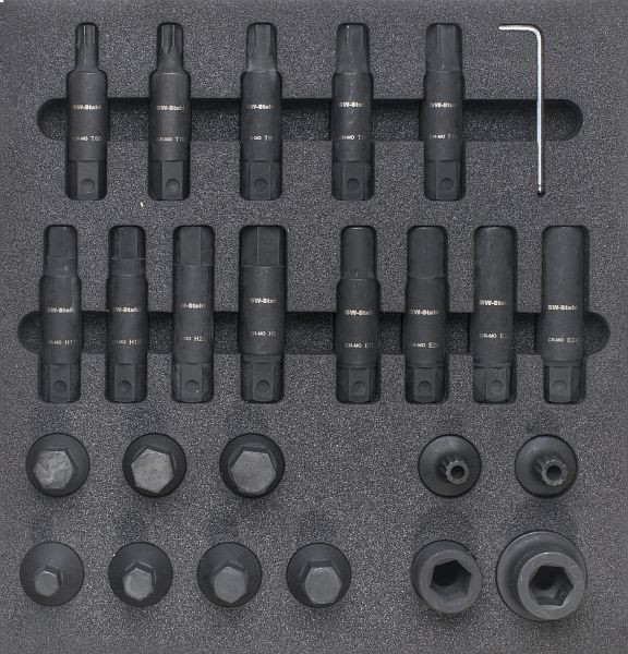 Gamme de chariots d'atelier SW-Stahl, embouts de tournevis à percussion 3/4", 25 pièces, Z3023-3