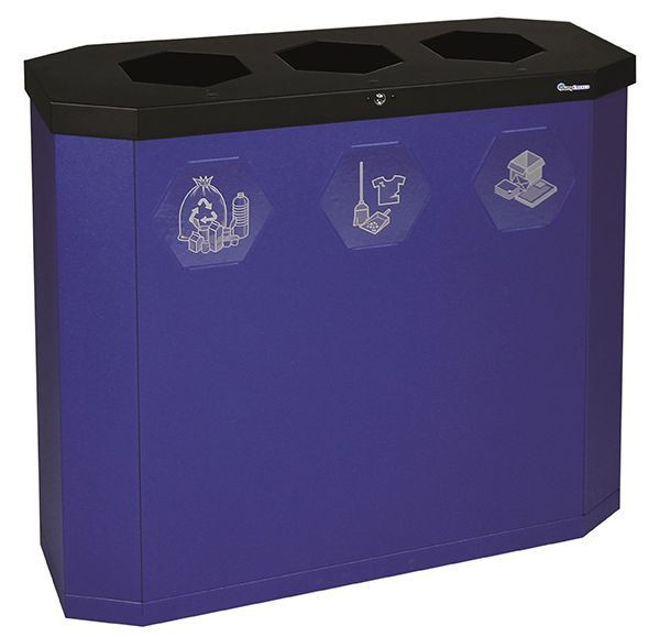 blunt Sixco 3 station de recyclage intelligente-3 compartiments, 3 x 45 litres, bleu outremer métallisé, dimensions : 830x950x355 mm (HxLxP), 565-135-05