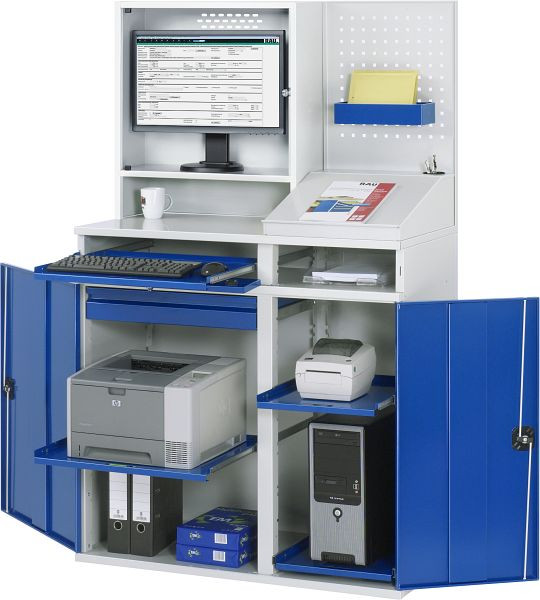 Armoire informatique RAU - modèle 68, L1100xP520xH1770mm, boîtier pour moniteur L650 x P250 x H710mm, support central pour diviser la largeur d'installation, 07-1100T-M68-MG2.11