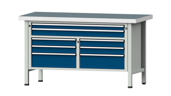 Établis ANKE Établi en caisson, modèle 259 V, 1500 x 700 x 850 mm, RAL 7035/5010, UBP 50 mm, 304.154