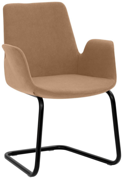 Fauteuil Mayer Sitzmöbel , structure luge, revêtement en poudre noir, marron clair, 2009_F3_30485