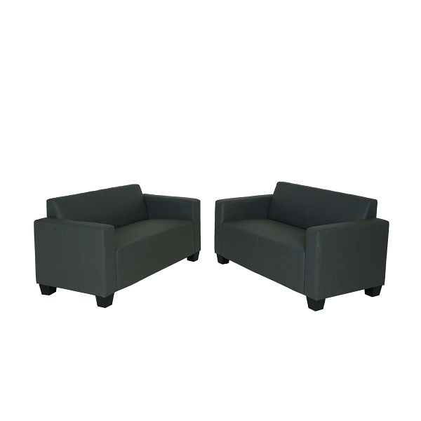 Ensemble de canapé Mendler ensemble de canapé 2x canapé 2 places Lyon simili cuir, gris foncé, 2x75177+2x75178