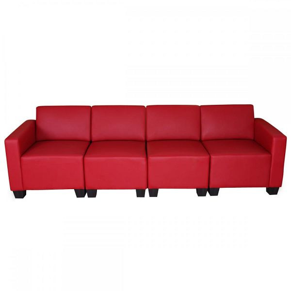 Mendler Canapé modulaire 4 places Couch Lyon, similicuir, rouge, 2x21691+21695+21698