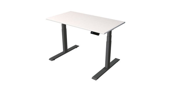Kerkmann table assis/debout Bureau à domicile L 1200 x P 650 mm, réglable en hauteur électriquement de 630 à 1270 mm, blanc/anthracite, 10179310