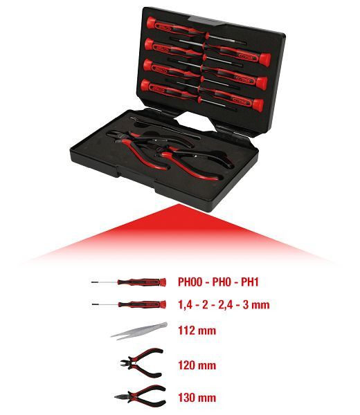 KS Tools jeu d'outils de mécanique de précision, 10 pièces, 500.7180