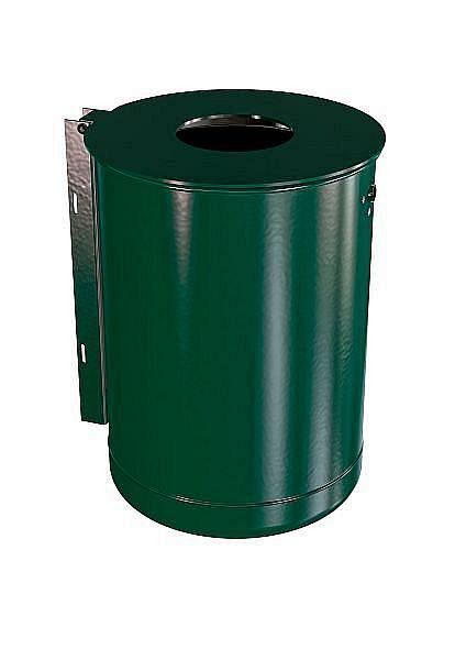Conteneur à déchets rond Renner d'environ 50 L, non perforé, avec couvercle robuste, galvanisé à chaud et revêtement par poudre, vert mousse, 7039-20PB 6005