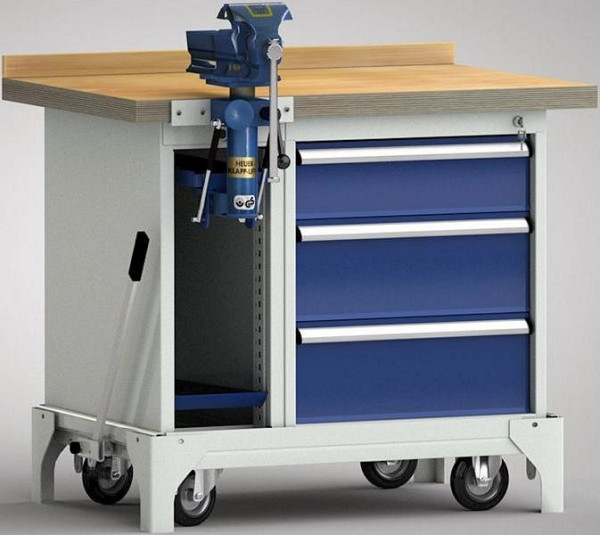 Etabli standard mobile KLW - 1000 x 700 x 866 mm L x l x H, WS795N-1000M40-E7037