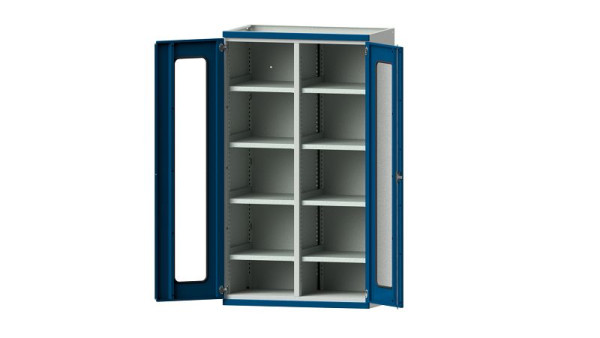Etablis ANKE, armoire pour charges lourdes, modèle 201, 1085 x 630 x 1950 mm, zone de visualisation en plexiglas, RAL 7035/5010, 620.071
