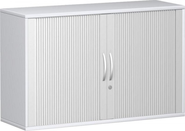 armoire à volets roulants geramöbel 1 étagère décorative, verrouillable, 1200x425x768, argent/blanc, N-10Q212-SW