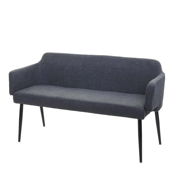 Banc Mendler HWC-L13, banc de salle à manger banc banc rembourré banc de vestiaire dossier accoudoir tissu/textile 133cm, anthracite, 98084