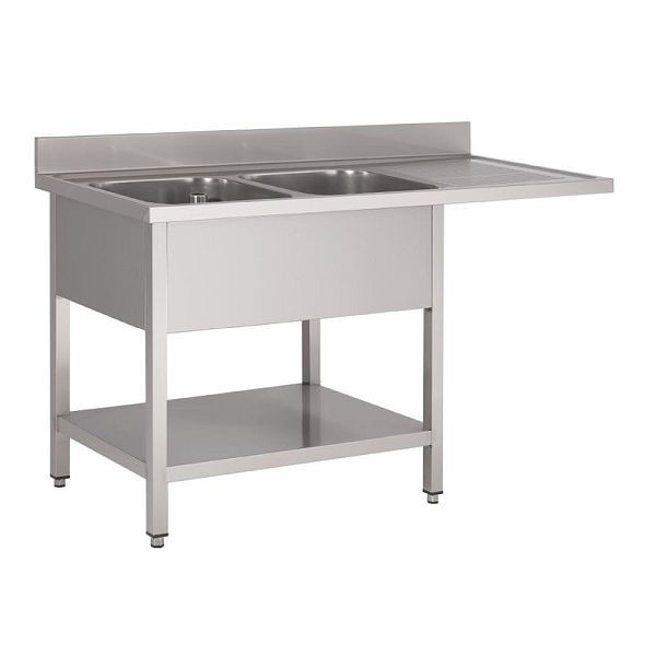 Évier Gastro M double vasque espace gauche pour lave-vaisselle 160cm de long, GN207