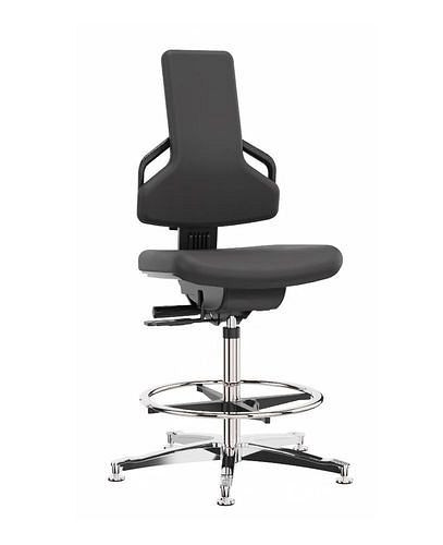 Chaise de travail Dauphin Premium simili cuir, piètement aluminium, patins, repose-pieds, 266912