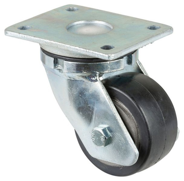 Roulette robuste BS Wheels, largeur de roue 50 mm, Ø roue 100 mm, capacité de charge 210 kg, bandages élastiques noirs, corps de roue coulé, roulements à billes, RR100.B81.101