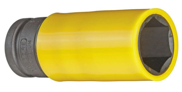 Douille de tournevis électrique GEDORE 1/2'' avec douille de protection hexagonale, forme longue, 22 mm, jaune signalisation, 2178249