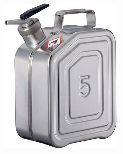 Bidon en acier inoxydable DENIOS avec robinet de dosage fin, volume de 5 litres, 117-341