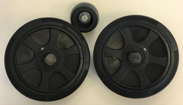 Jeu de roues ELMAG PVC pour TURBO 260 (Abac) Ø 150 mm + tampon 45mm, avec axes et vis, 9100365