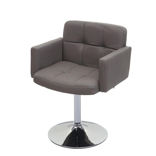 Chaise de salle à manger Mendler Orlando, chaise pivotante de cuisine, similicuir chromé, gris taupe, 74286