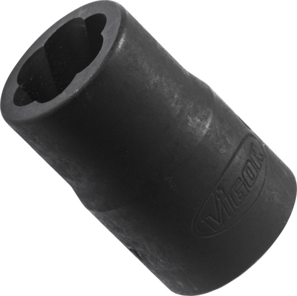 VIGOR Insert d'extraction de rainure en spirale, carré creux 12,5 mm (1/2 pouce), profil d'extraction de vis externe, 13 mm, V2407