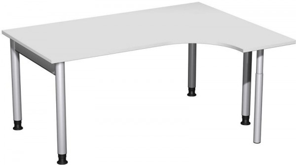 Bureau PC geramöbel droit, réglable en hauteur, 1600x1200x680-820, gris clair/argent, N-657307-LS
