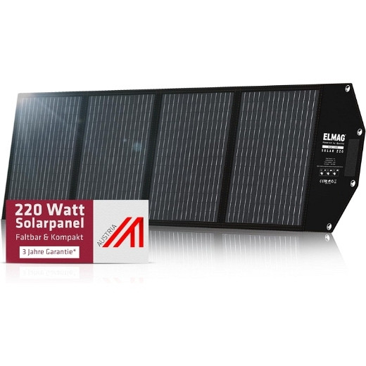 Panneau solaire pliable ELMAG SOLAR 220 - monocristallin, 18VDC, 220Wc pour centrales électriques portables, 52953