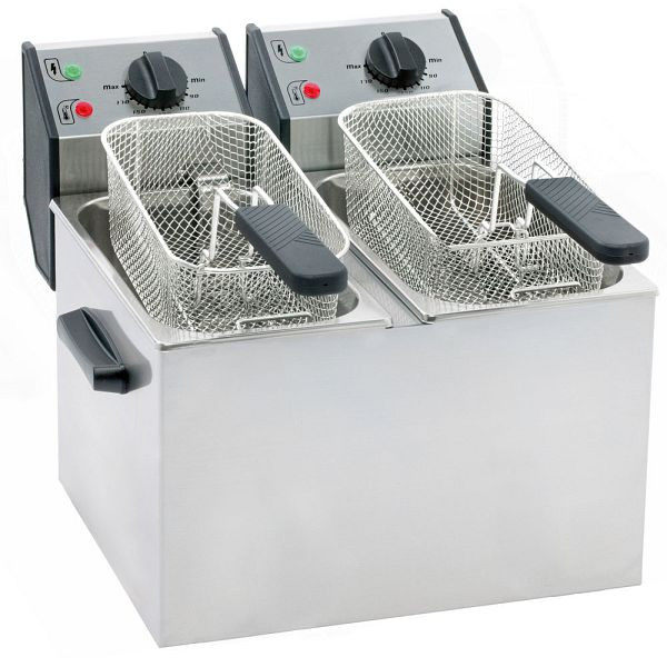 ROLLER GRILL Friteuse à deux cuves, 2 x 5 litres, dimensions 390 x 425 x 320 mm (LxPxH), KE0802032