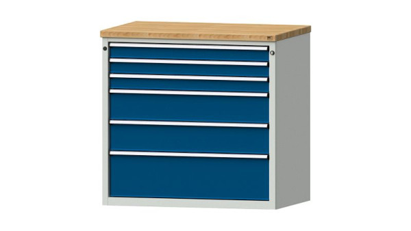 Armoire à tiroirs pour établis ANKE, modèle 3010 V, 1065 x 700 x 1020 mm, RAL 7035/5010, BMP 40 mm, 610.419