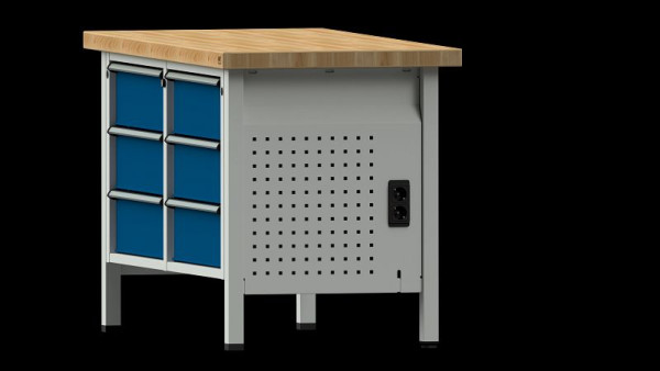 Panneau de système d'établis ANKE avec alimentation électrique, 523 x 32 x 638 mm, RAL 7035, pour établi de boîte série V, VH, BL, 900.368