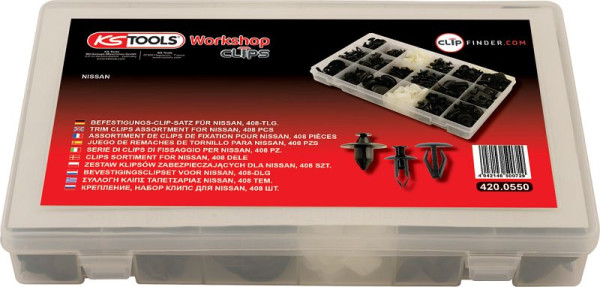 Jeu de clips de fixation KS Tools pour Nissan, 408 pièces, 420.0550