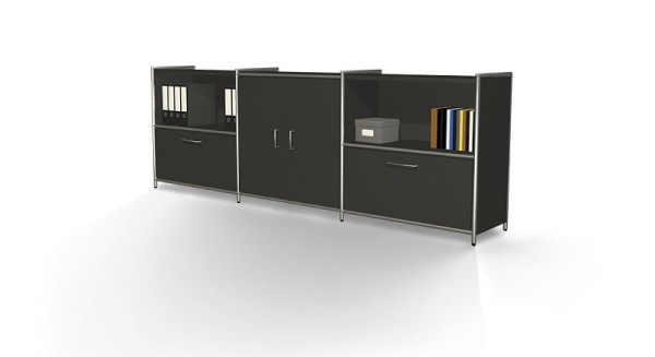Buffet Kerkmann large avec 1 tiroir, 2 OH, Artline, L 2360 x P 380 x H 780 mm, anthracite, 13791513