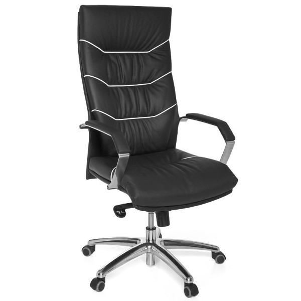 Amstyle chaise de bureau Ferrol cuir véritable noir, SPM1.163