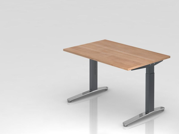 Bureau Hammerbacher pied C 120x80cm noyer/graphite (poli), forme rectangulaire, VXB12/N/GC