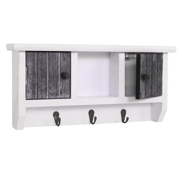 Mendler key board HWC-A48, key board key board avec portes, bois massif, shabby gris-blanc, 60790