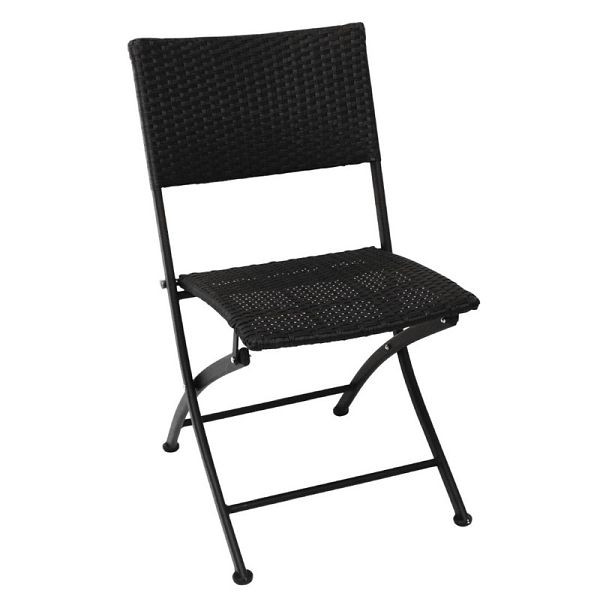Chaises pliantes en rotin Bolero avec structure en acier noir, UE: 2 pièces, GL303