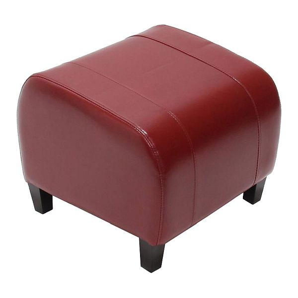 Tabouret Mendler siège cube tabouret Emmen, cuir + simili cuir, 37x45x47 cm, rouge, 7925