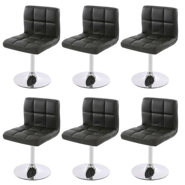 Mendler Lot de 6 Chaises de Salle à Manger Chaises Pivotantes Kavala Simili Cuir Chrome, Noir, 3x26625