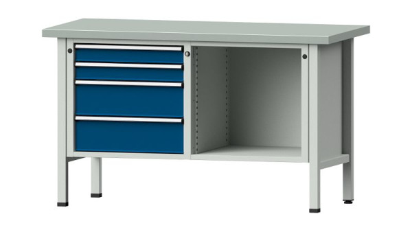 Établis ANKE Établi en caisson, modèle 134 V, 1500 x 700 x 890 mm, RAL 7035/5010, ZBP 40 mm, 305.045