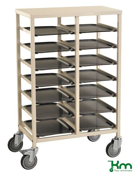 Chariot à plateaux Kongamek pour 14 plateaux de dimensions 400x300mm, KM882-14