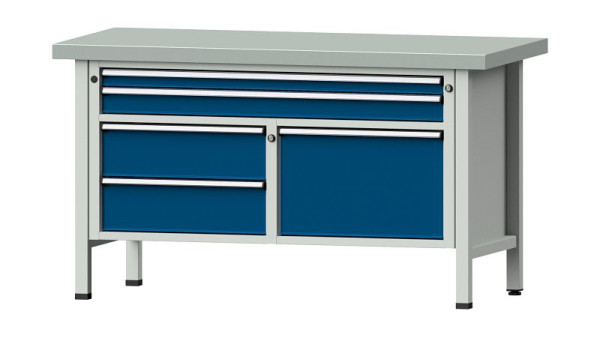 Établis ANKE établi à caissons, modèle 253 V, 1500 x 700 x 850 mm, RAL 7035/5010, ZBP 50 mm, 304.062