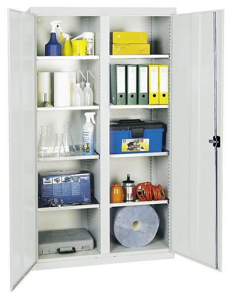 armoire à outils et matériaux contondants série 2000, 7035/7035, 8 étagères, cloison centrale, 2004007