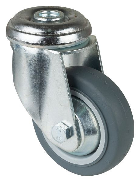 Roulettes BS Roulette de matériel lourd, largeur de roue 21 mm, Ø roue 80 mm, capacité de charge 80 kg, bande de roulement en caoutchouc gris, roulements à billes, lot de 2, C101.A85.081
