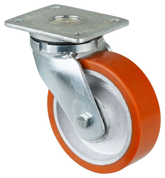Roues BS Roulette robuste, largeur de roue 50 mm, roue Ø 160 mm, capacité de charge 850 kg, bande de roulement polyuréthane coulé 95 Shore A, roue coulée, roulements à billes, RR100.C10.160