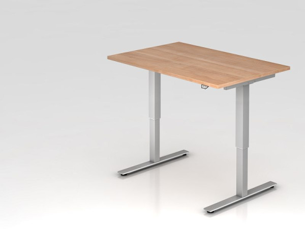 Hammerbacher bureau assis-debout électrique 120x80cm noyer, hauteur de travail 73 - 119 cm, VXMST12/N/S
