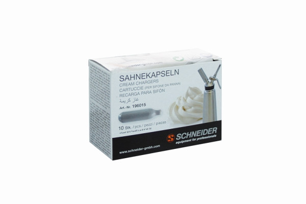 Capsules de crème Schneider, pour appareil à crème, # 196000 et # 196010, contenu : 10 pièces, 196015