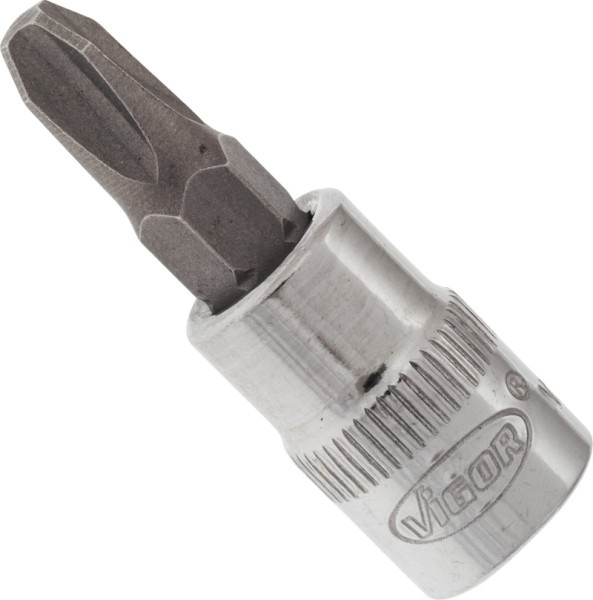Embout de tournevis VIGOR, carré creux 6,3 mm (1/4 pouce), profil Phillips PH, PH3, V2438N
