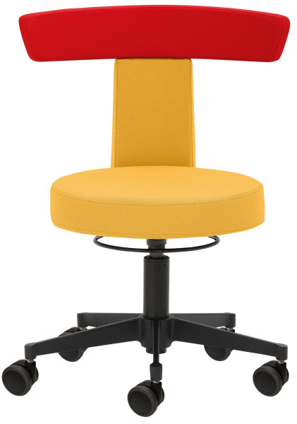 Tabouret fonctionnel Mayer Sitzmöbel , entièrement rembourré, avec grandes roulettes noires pour sols durs, hauteur d'assise 41 - 52 cm, 1262_ROG_619