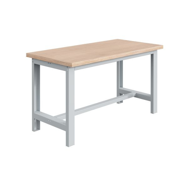Etabli pour charges lourdes SOFAME SI L 1500 x P 750 x H 840 mm, plan de travail multiplex 40 mm, gris clair RAL 7035, W010010004GC