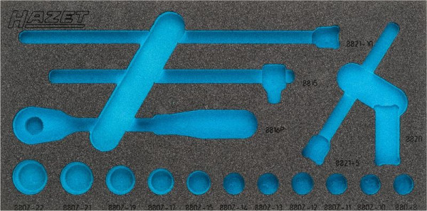 Insert en mousse souple à 2 composants Hazet, pour 880 ZN-1, dimensions / longueur : 342 mm x 172 mm Taille du système d'organisation : 1/3 (342 x 172 mm), 163-335L