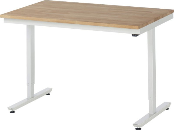 Table de travail RAU série adlatus 150 (réglable électriquement en hauteur), plan de travail en hêtre massif, 1250x720-1120x800 mm, 08-AT-125-080-B