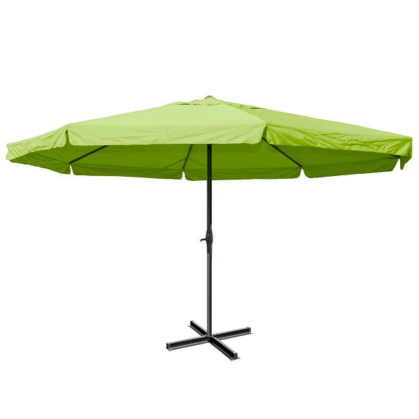 Parasol Mendler Meran Pro, parasol marché gastronomie avec volant Ø 5m polyester/aluminium 28kg, vert sans pied, 34347