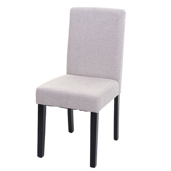 Chaise de salle à manger Mendler Littau, chaise de cuisine, tissu/textile, beige crème, pieds foncés, 74552